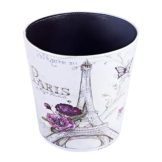 Lingxuinfo Scakbyer Waste Paper Bin European British Style Tower Pattern Trash Can Wastebasket Garbage Can Without Lid Waste Bin for Kitchen Bathroom Bedroom (Tower Purple Flower)