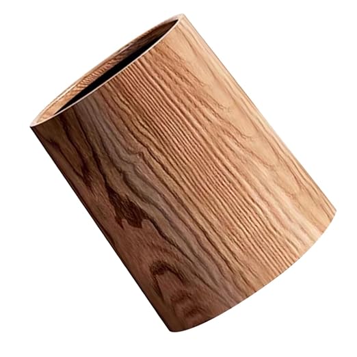 Luxshiny Vintage Imitation Wood Grain Trash Can Large Waste Basket for Kitchen Bathroom and Office Rustic Indoor Garbage Bin Easy to Clean Design