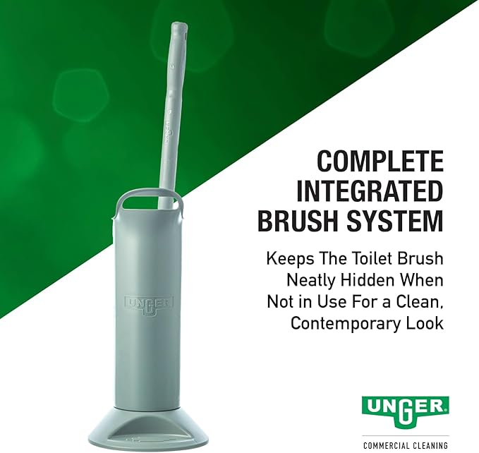 Unger Commercial Toilet Brush and Holder Set - Ergo Toilet Bowl Brush Set Plus Replacement Head - BBWHR