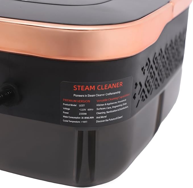1500W Portable Steam Cleaner for Cleaning with 6-Level Adjustable 15s Heat-Up Handheld Steam Car Accessories Cleaner for Home Floor Tile Grease Dirt Grout Car Detailing (Rose Gold Black)