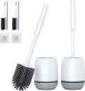 Toilet Brush 2 Pack Toilet Bowl Brush and Holder with Ventilated Holder Bathroom Accessories Toilet Bowl Cleaners with Silicone Bristles Cleaning Supplies Toilet Cleaner Brush for Deep Cleaning