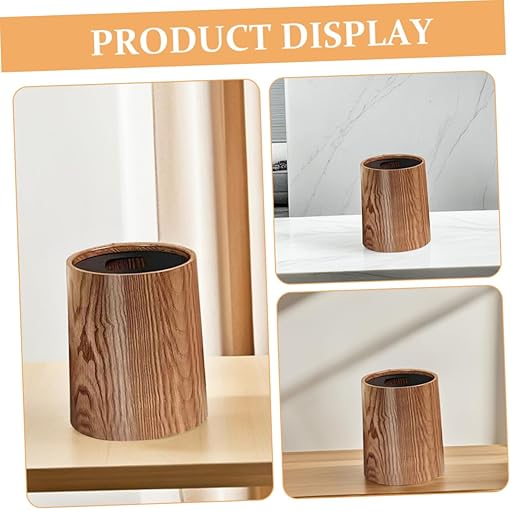 Luxshiny Vintage Imitation Wood Grain Trash Can Large Waste Basket for Kitchen Bathroom and Office Rustic Indoor Garbage Bin Easy to Clean Design