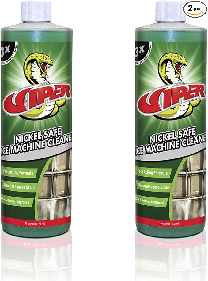 Refrigeration Technologies Viper Nickel Safe Ice Machine Cleaner and Scale Remover NSF Registered Kosher Certified Proprietary Organic Acid Blend 16oz RT500N or 1Gal RT500G (16oz 2 Pack)