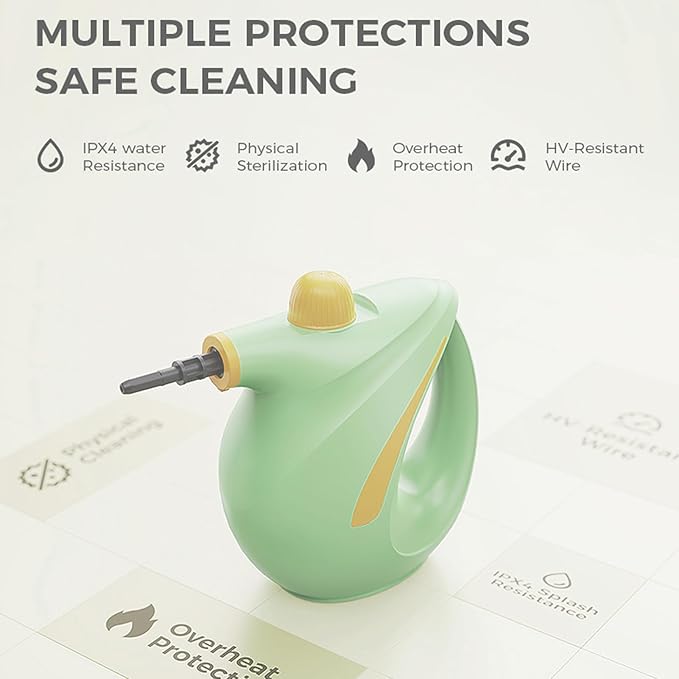 Handheld Steam Cleaner 1200W 3.0 Bar Pressure 105 High Temperature Portable Steam Cleaning Machine with 8 Accessories for Kitchen Bathroom Living Room Car RV (US Plug)