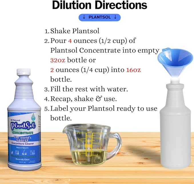 Plantsol 8X All Purpose Cleaner Concentrate Light Citrus 32oz Makes 8 Quarts All-Natural Plant-Based Multi-Surface Refill Eco-Friendly &amp Non-Toxic