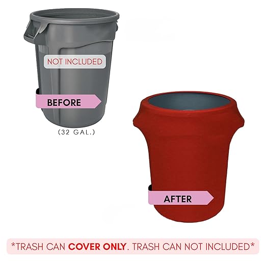 YOUR CHAIR COVERS - 32 Gallon Stretch Spandex Fitted Trash Can/Waste Container Cover - Red (Cover ONLY Trash CAN NOT Included)
