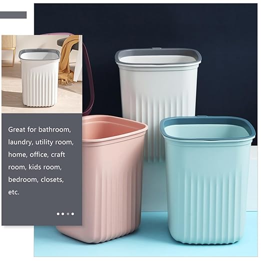 Small Household Trash Can Set 3pcs Plastic Wastebaskets Without Lid Blue Pink White for Bedroom Office Living Room Garbage Container