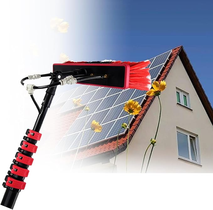NYMFEA Window CleaningPole Water Fed Telescopic BrushExtendable Cleaner Conservatory Roof Cleaning Photovoltaic and Solar Panels Window Cleaning Brush Equipmen9m/30ft