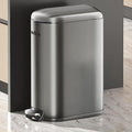 MRBIN Stainless Steel Kitchen Trash Can with Lid 10.5 Gal / 40L Slim Step Commercial Waste Basket with Inner Bucket Soft Close Covered Skinny for Narrow Bedroom Living Room Rvs Eclipse Grey