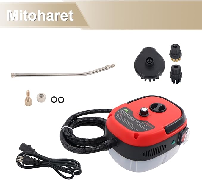 2500W 1000ml 110V Red Small Portable High-temperature and High-pressure Steam Cleaner with Brush for Kitchens Toilets and Car Interiors