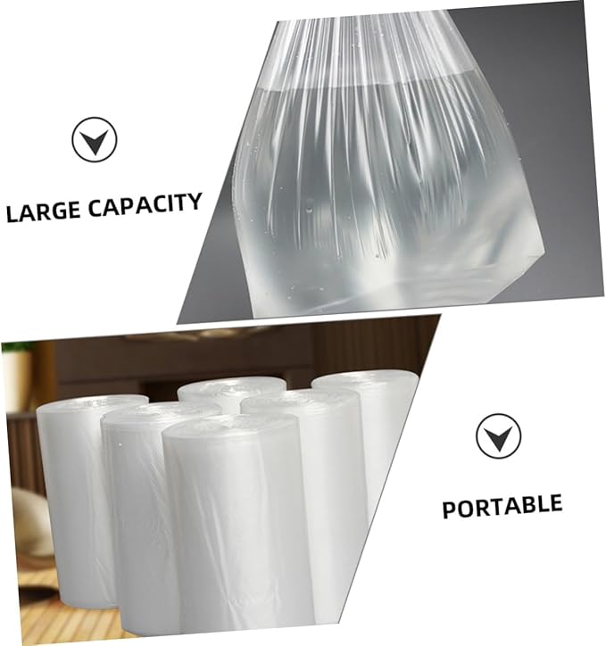 6 Rolls Thickened Plastic Garbage Bags Kitchen Bathroom Trash Can Liners 45x50cm Flat Mouth Disposable Trash Bags for Household Use