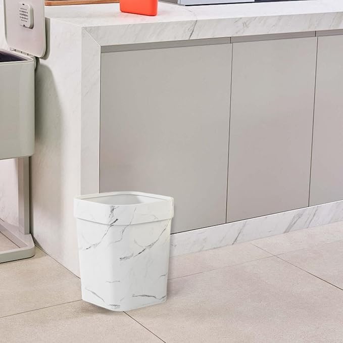 Open Top Trash Can Garbage Can Multipurpose Dustbin Waste Basket Bin Double Layers Trash Bin for Bathroom Guestroom Restroom White L