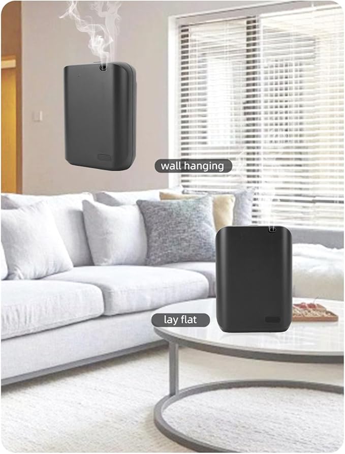 Smart APP Scent Diffuser Wall Mount Waterless Diffuser Silent Air Freshener Diffuser for Hotels Offices Conference Rooms Clubs (Black)