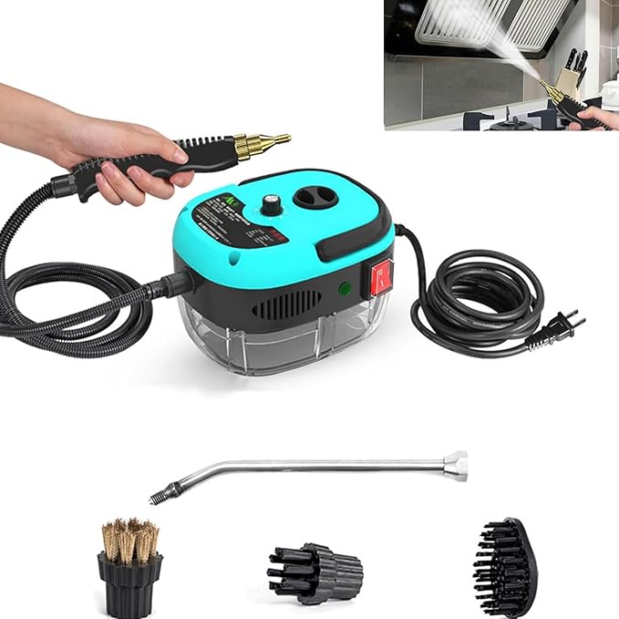 Muntuni Steam Cleaner 2500w Handheld High Temperature Pressurised Steam Cleaner Steam Cleaner for Car Floor Kitchen Bathroom Tiles blue