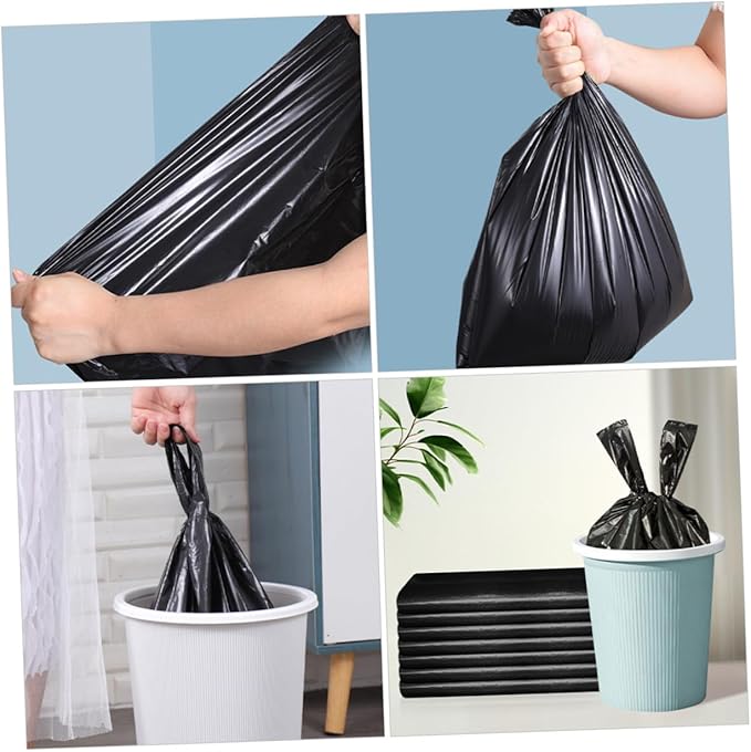 200pcs Thickened Plastic Trash Bags Large Capacity Garbage Liners for Kitchen Bathroom Home Office Leak-resistant Black Plastic Waste Bags for Everyday Use