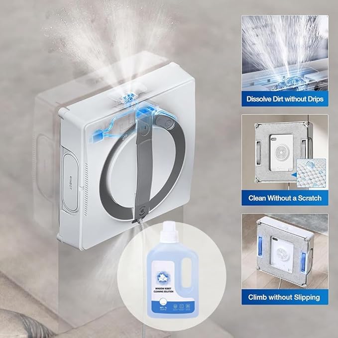 1L Window Cleaner Solution Compatible with ECOVACS Winbot W1 Pro/W2 Pro Omni/Winbot Mini - High-Efficiency Glass Cleaning Liquid for Window Cleaning Robots(2pcs)