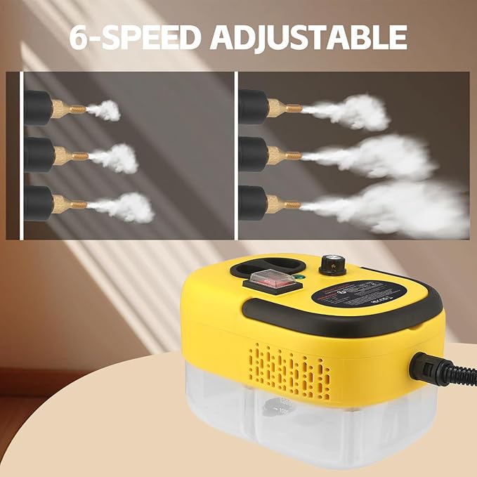 Handheld Steam Cleaner 1500W High Pressure Steam Cleaner with 6 Gear Adjustable and 4 Multi Surface Accessories for Tile Stove Appliance Carpet Mattress (US plug)