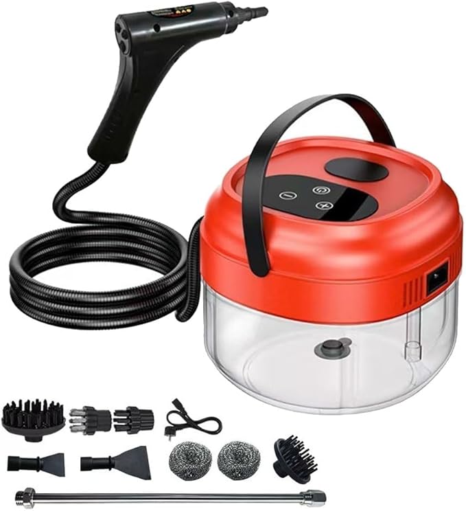 1500ML Steam Cleaner 1500W Steam Cleaner Handheld with Dry-Boil Protection 105℃/221℉ 15S Fast Heating for Windows Kitchen Floor Salmon Pink