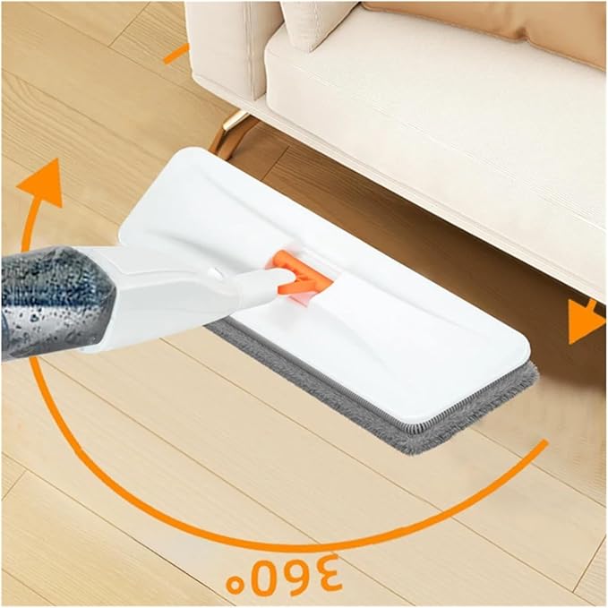Large Household Spray Mop with Replaceable Microfiber Pad for Wet and Dry Cleaning Pads Rotating Broom(Mop - 5 Cloth -Hooks)