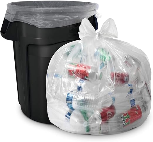 Aluf Plastics 45 Gallon 1 MIL Clear Garbage Bags - 40 x 46 - Pack of 500 - For Industrial Commercial Municipal &amp Healthcare
