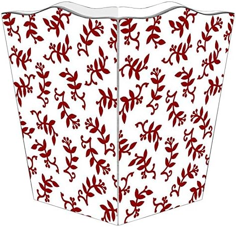 Marye-Kelley-Red Berry Wastepaper Basket Decoupage Wood Decorative Wastebasket for Kitchen Bathroom Bedroom Living Room Handmade Made in The USA