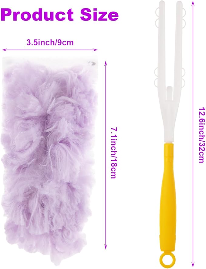 50 Count 360 Heavy Duty Duster Refills Bulk Compatible with Swiffer Dusting Refills with 1 Handle Multi Surface Disposable Dusters Refill for Cleaning (Purple)