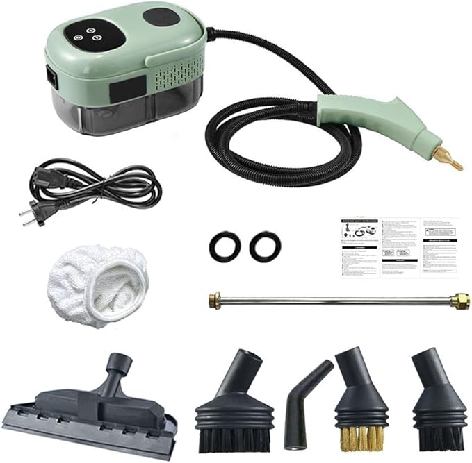 Handheld Steam Cleaner 2500W High-Pressure Portable Steamer for Home Car Furniture Tile &amp Grout Cleaning – Includes 5 Brushes Rag Coils &amp Manual