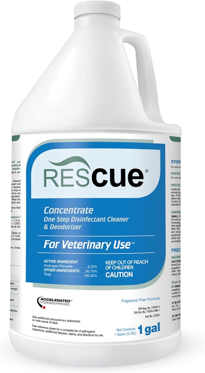 REScue One-Step Disinfectant Cleaner &amp Deodorizer – For Veterinary Use Animal Shelters Pet Foster Homes Kennels Litter Box Concentrate – 1 Gallon