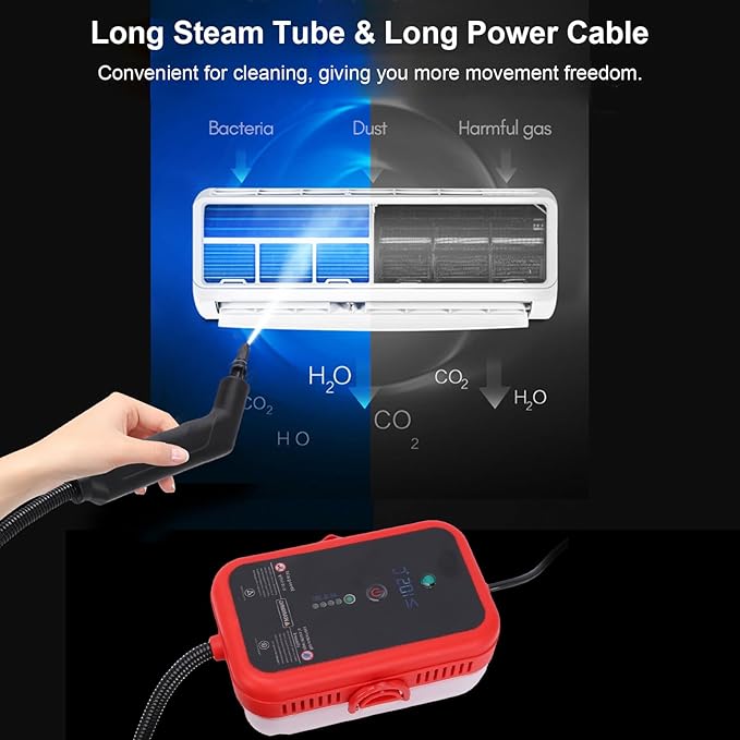 Generic Steam Cleaner Portable High Temperature Handheld Steam Cleaner with Brush Kit for Kitchen Hood Grill Furniture Bathroom Car (Red)