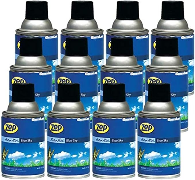 Zep Metered Mist Automatic Aerosol Dispenser Refill Blue Sky - 6.5 Ounce (Case of 12) 336201 - Air Freshener Refills Last 30 Days and Neutralizes Tough Odors