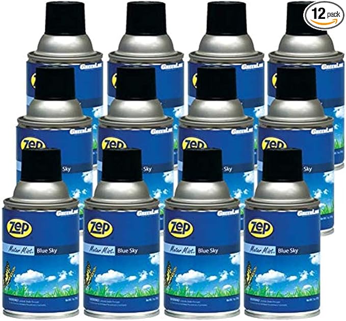 Zep Metered Mist Automatic Aerosol Dispenser Refill Blue Sky - 6.5 Ounce (Case of 12) 336201 - Air Freshener Refills Last 30 Days and Neutralizes Tough Odors