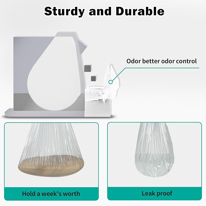 Trash Bags Compatible with Popur X5 Litter Box - with Elastic Band Thickened Design for Popur X5 Self-Cleaning Cat Litter Box/Home Trash Bags (50 Pcs)