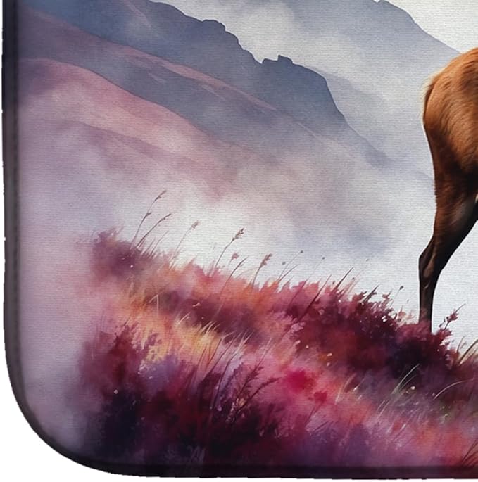Caroline's Treasures Highland Red Deer Dish Drying Mat Absorbent Dish Drying Mat Pad for Kitchen Counter Dish Drainer Mat for Countertop 14 x 21 Multicolor