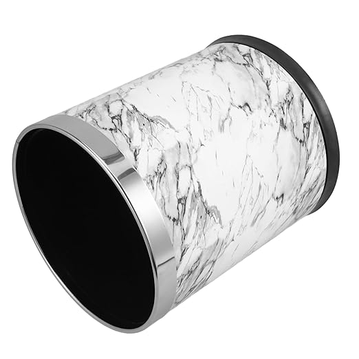 Marbling Trash Can Wastebasket for Home Office Bathroom and Easy to Clean Elegant Design for Bedroom and Dorm Use