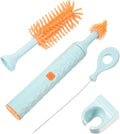Beaupretty Electric Bottle Brush Set Silicone Rotatable Bottle Cleaner with Long Handle 360° Detachable Cup Cleaner for Newborn Feeding Blue 3pcs Cleaning Kit