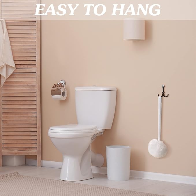 Zhehao 50 Pcs Toilet Bowl Brush Soft Swab Toilet Bowl Bulk White Reusable Long Plastic Handled Cleaners Scrubber Mop with Silk Cotton for Home Bathroom 15 x 3 Inch Without Cone Cup