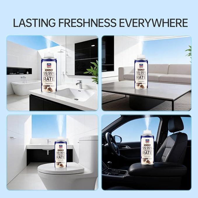 GLODWAY Car Air Freshener Spray Cappuccino Scent 6 OZ Odor Eliminator4 Pack for Cars Trucks RVs Home
