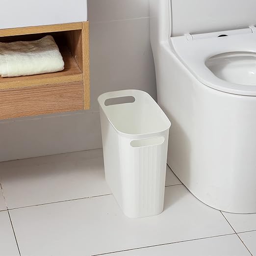 rejomiik Small Trash Can Garbage Can Slim Waste Basket 3.5 Gallon Black and White