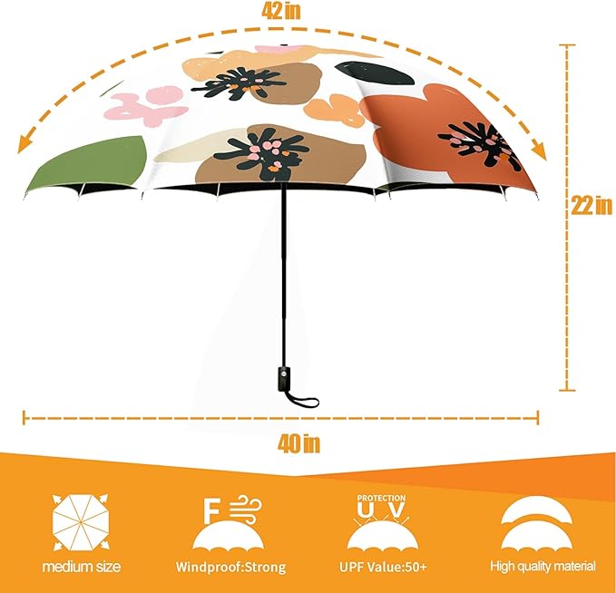 Small Compact Travel Automatic Folding Umbrella for Women Portable Lightweight Rain Wind UV Sun Shade