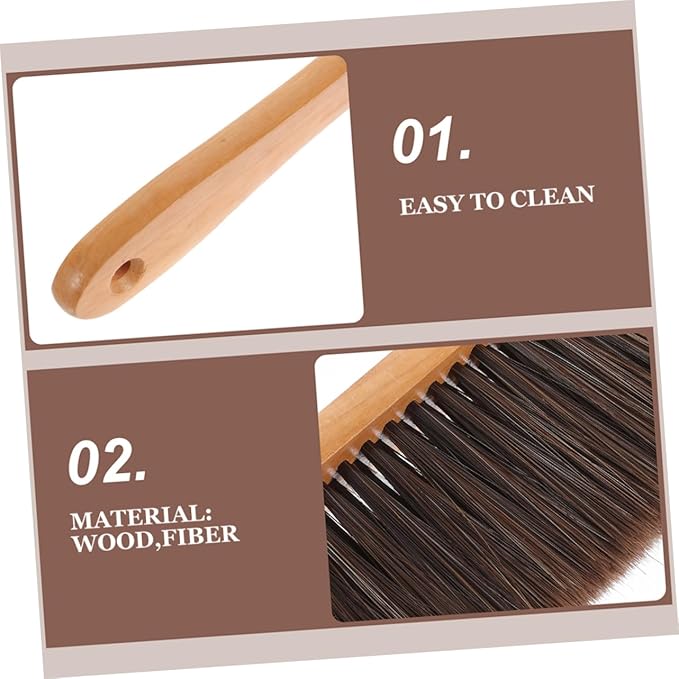 4pcs Wooden Hand Broom Handle Dust Brush for Deep Cleaning Beds Sofas and Furniture Efficient Upholstery Tool for Household Chores