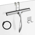 Shower Squeegee Set 10-Inch Stainless Steel Squeegee for Bathroom Shower Doors Mirrors Tiles and Car Windows - 100% Streak Free Includes Shower Door Hook Adhesive Hook and Spare Silicone Blade