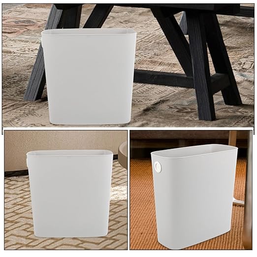 VOSAREA 13 L Rectangular Trash Can Plastic Wastebaskets Garbage Recycling Bin Slim Garbage Can Trash Bin for Narrow Space Bathroom Bedroom Laundry Home Kitchen Office Grey