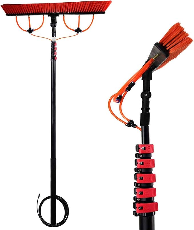 Glass Cleaning Brush Home Water Fed Telescopic Pole Kit Solar Panel Brush Rotating for Photovoltaic PanelSolar Panel Cleaning Brush with Extension Pole Roof Water Fed Extension Pole for Car