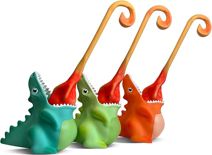 Creative Dinosaur Toilet Brush Toilet Bowl Brush and Holder Flexible Toilet Bowl Brush Head Bathroom DinosaurToilet Bowl Brush for Deeply CleaningCute Bathroom Accessories (Orange)