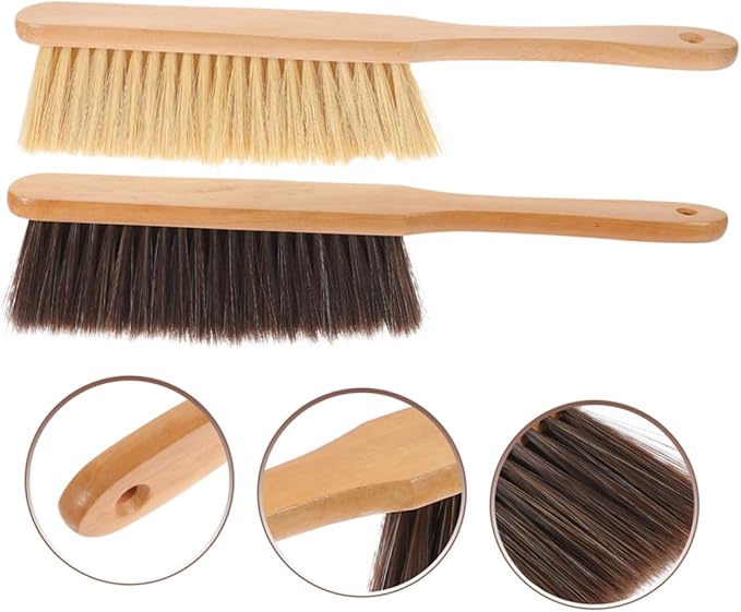 4pcs Wooden Hand Broom Handle Dust Brush for Deep Cleaning Beds Sofas and Furniture Efficient Upholstery Tool for Household Chores