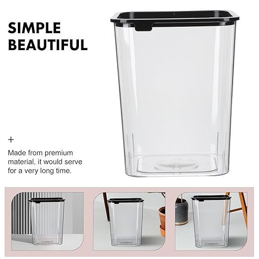Square Wastebasket 15L Plastic Garbage Can for Bedroom Bathroom Office Lightweight Trash Bin for Home Storage and Organization