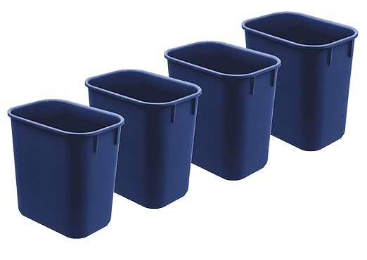 Acrimet Wastebasket Deskside Bin 3.25 Gallon/13 Quart/ 12 Liter (Plastic) (Blue Color) (Set of 4)