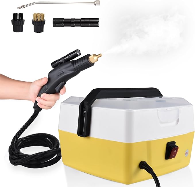 1800W Handheld Steam Cleaners for Home Use 4L Capacity High Temperature Fast Heating 5 Bar High Pressure Steamer Cleaner with Voice Prompt for Car Kitchen Air Conditioner Washing Machine