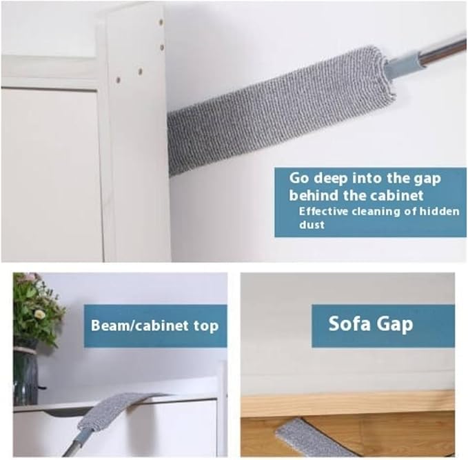 Compatible for UNTIORLong Handle Dust Mops Floor Ceiling Cleaning Mops Bed Bottom Dust Cleaner Sofa Dust Removal Brush Household Cleaning Tool(Mop with 1pcs Cloth)