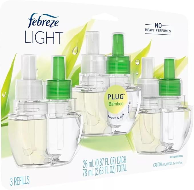 Febreze LIGHT Fade Defy Plug Air Freshener - Bamboo - (3) of 0.87 fl oz Refills